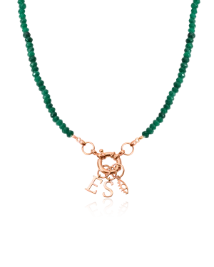 Green Jade Charm Lock Necklace - 18K Rose Vermeil