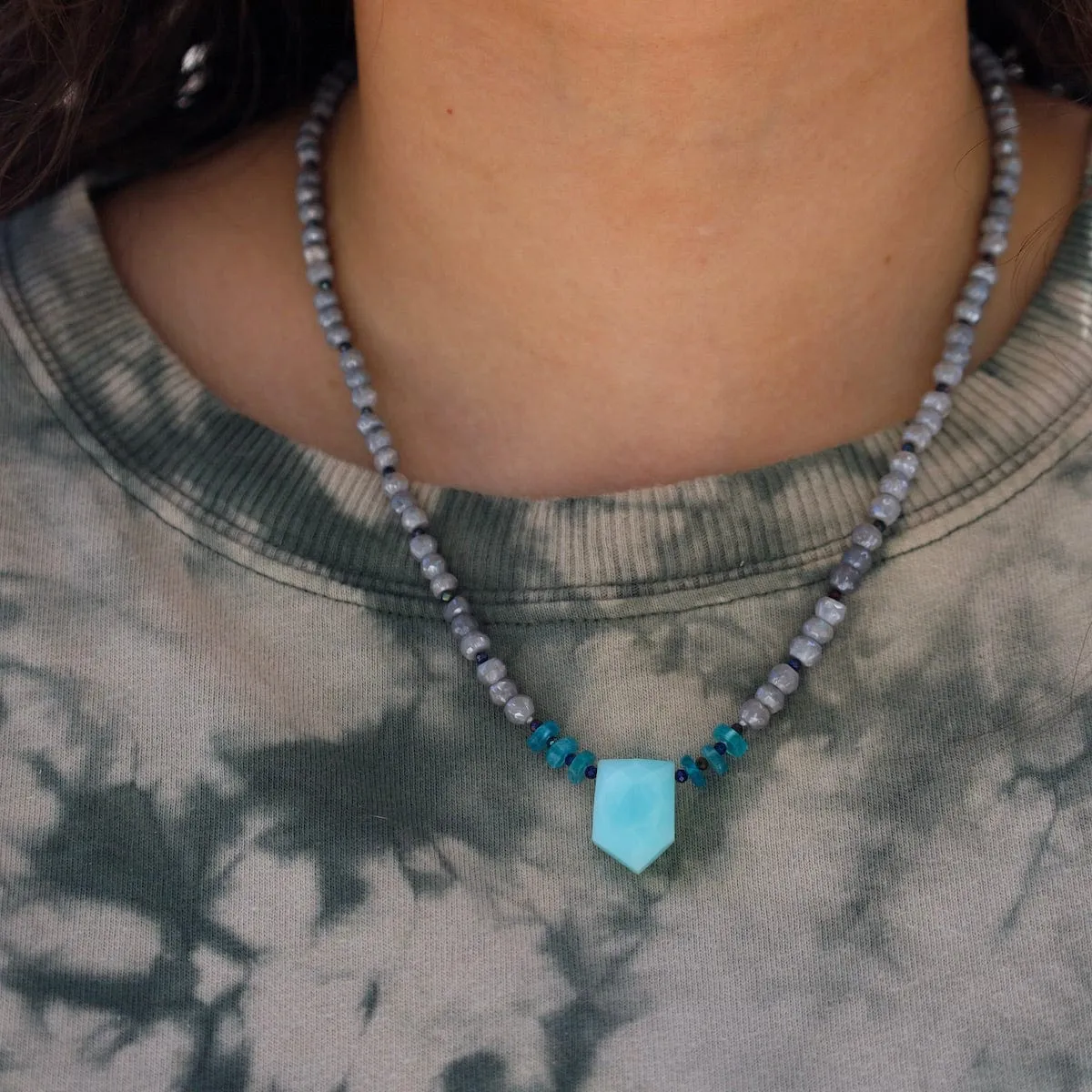 Grey Moonstone with Chalcedony Necklace