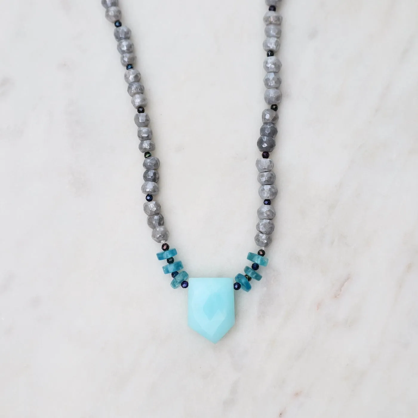 Grey Moonstone with Chalcedony Necklace