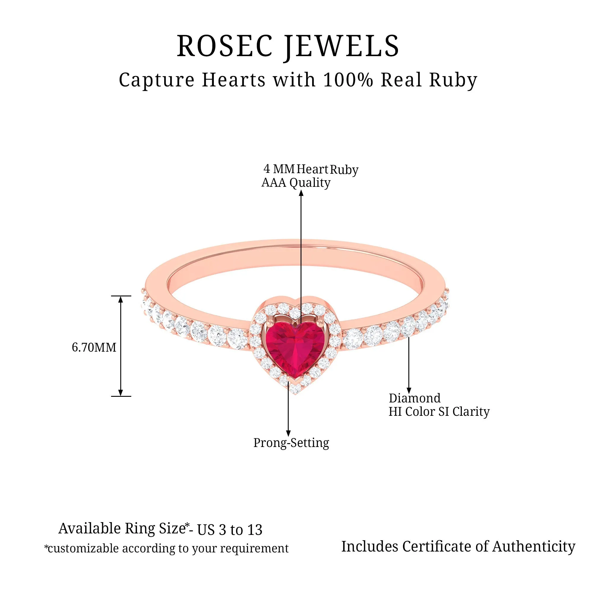 Heart Shape Ruby and Diamond Halo Engagement Ring
