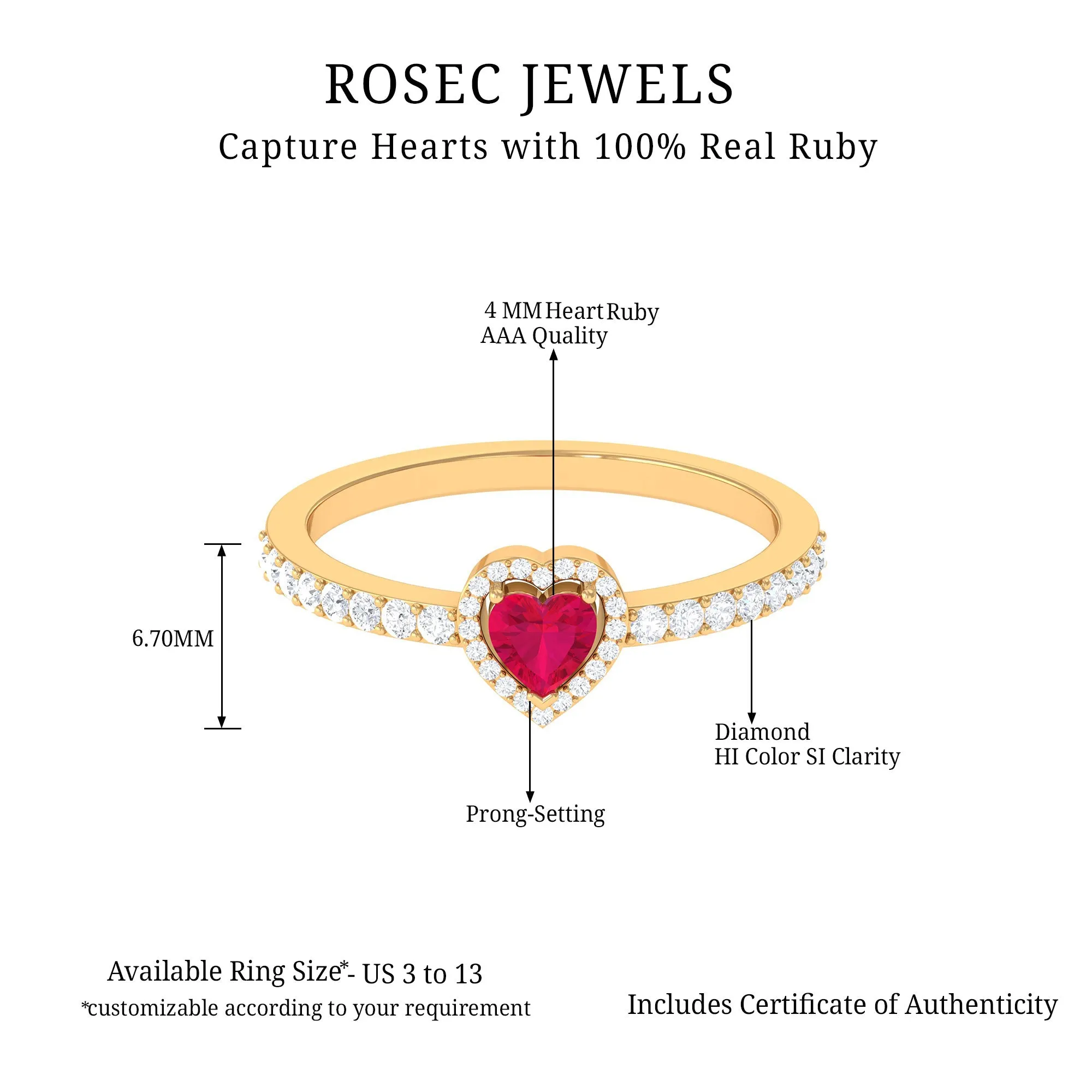 Heart Shape Ruby and Diamond Halo Engagement Ring