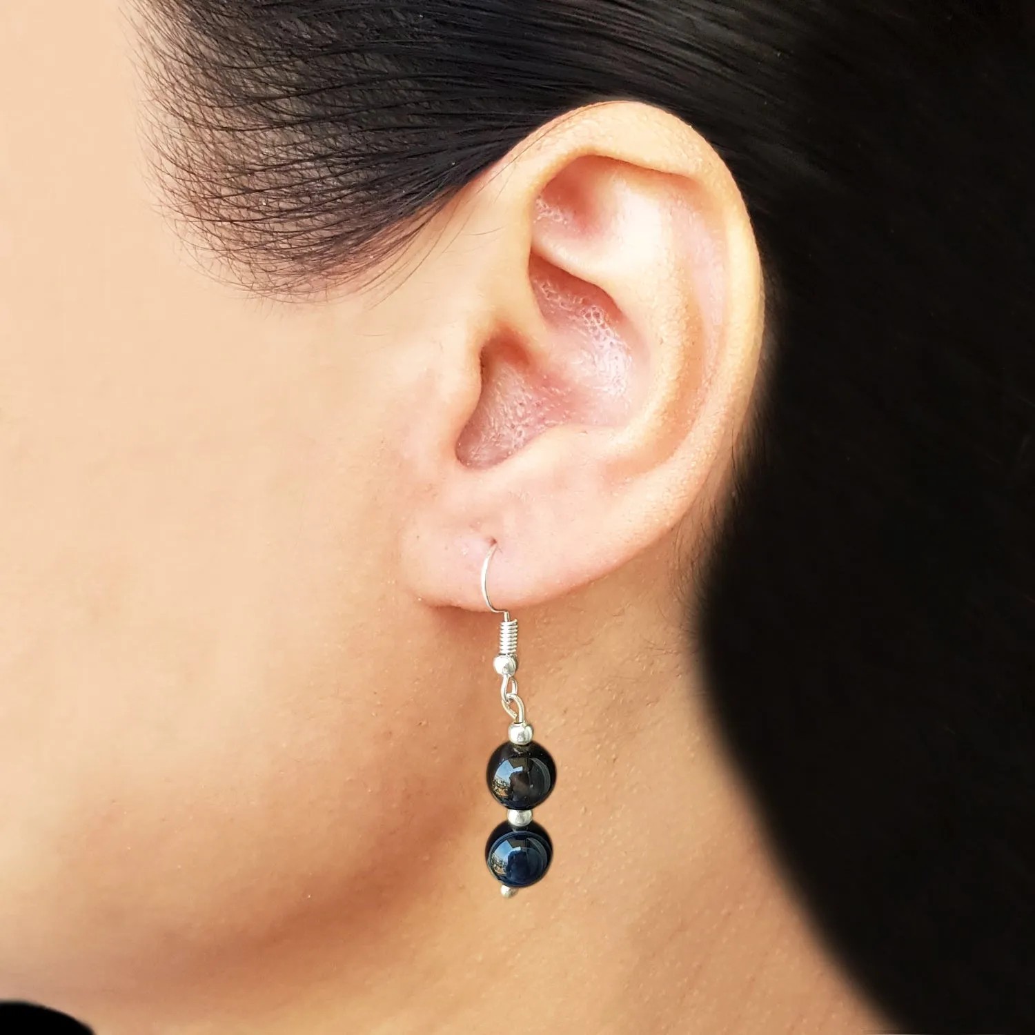 Imeora Black Agate 8mm Earrings