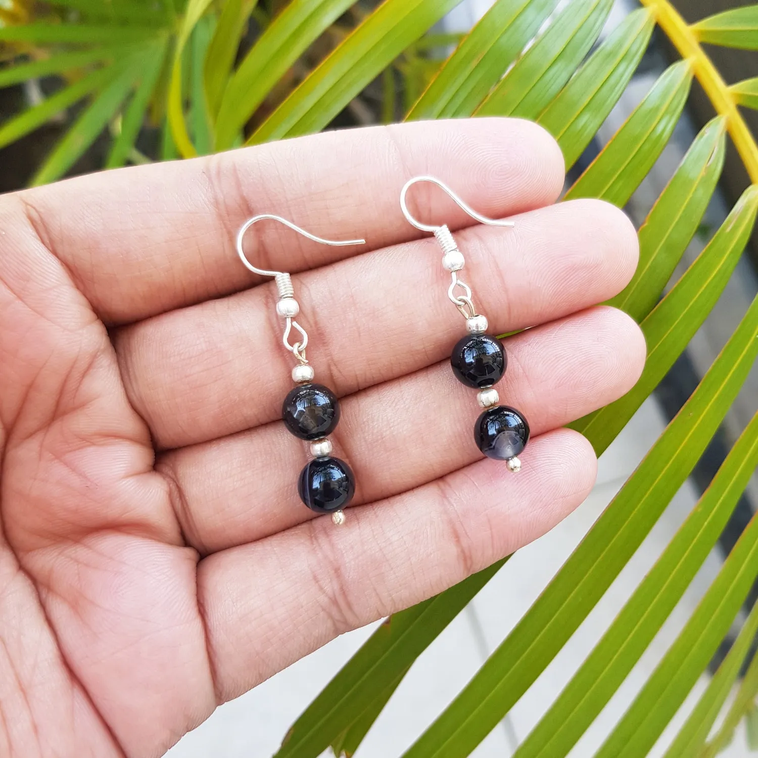 Imeora Black Agate 8mm Earrings