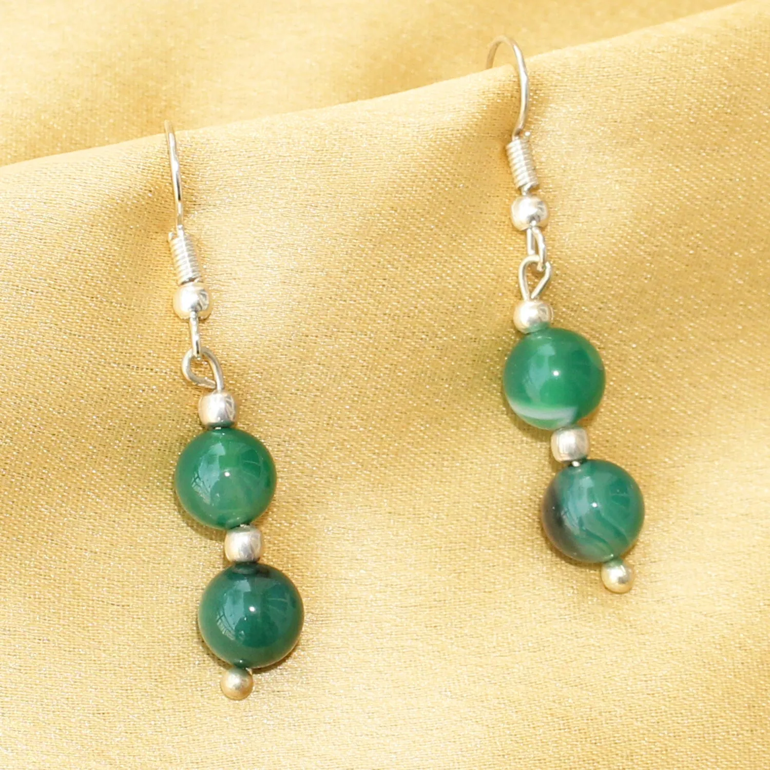 Imeora Green 8mm Agate Earrings
