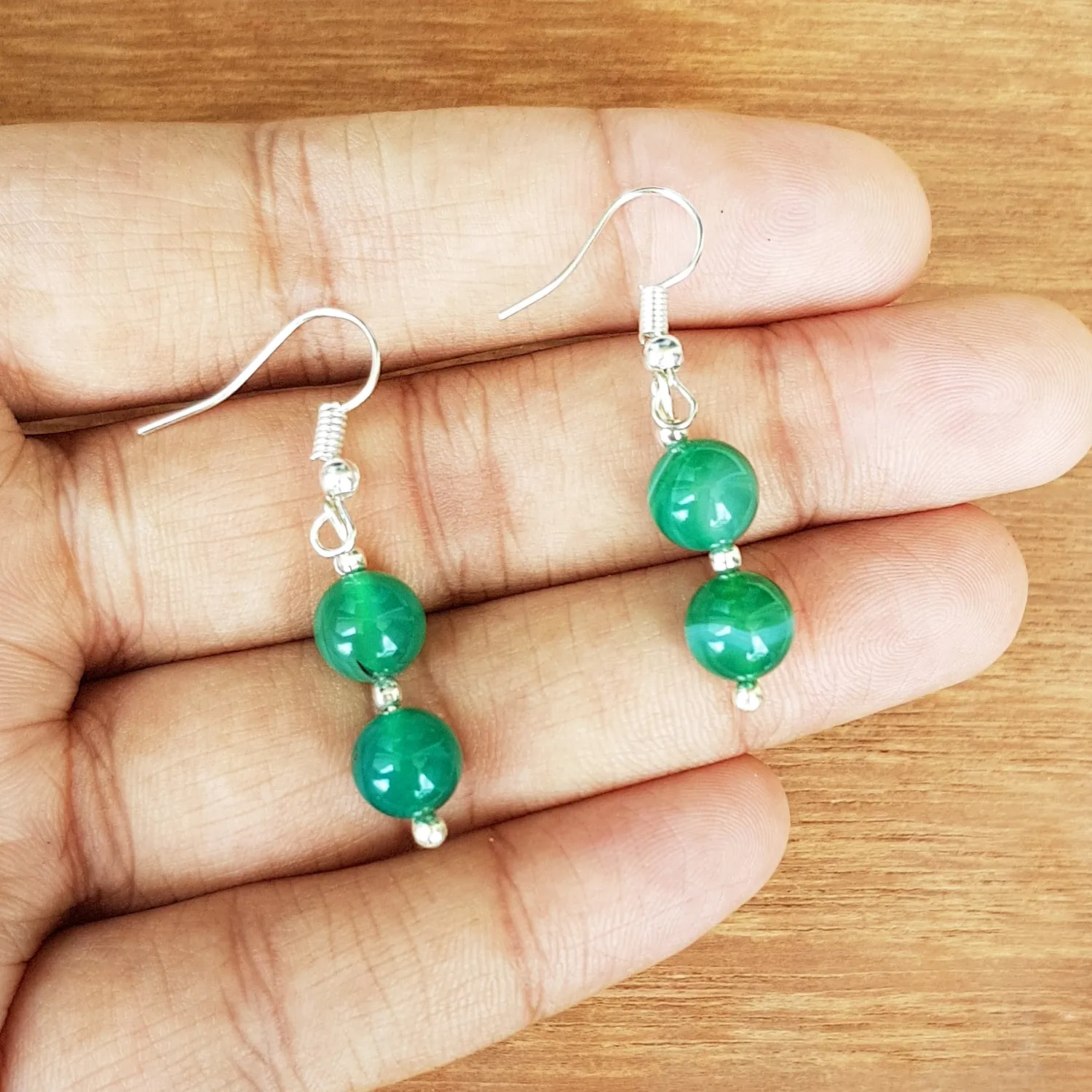 Imeora Green 8mm Agate Earrings