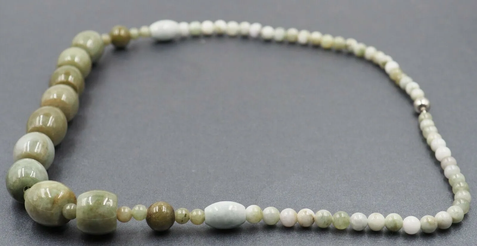 Jade Beaded Necklace with Silver Clasp