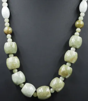 Jade Beaded Necklace with Silver Clasp