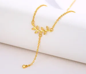 Jewelry Tassel Pearl Pendant Leaf Necklace Female Niche Design Temperament Clavicle Chain Jewelry