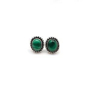 Kashi Semiprecious Stone Post Earrings - Malachite