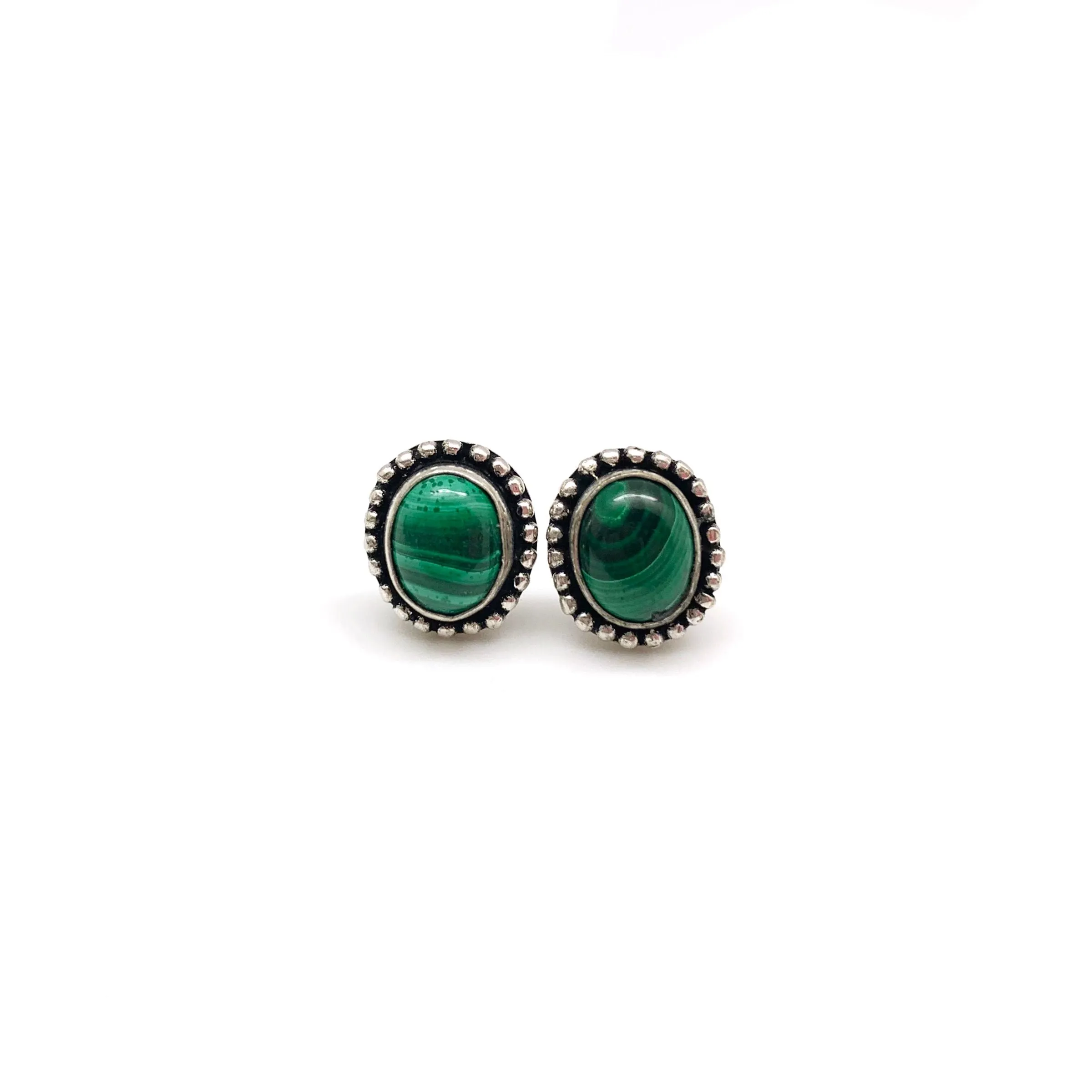 Kashi Semiprecious Stone Post Earrings - Malachite