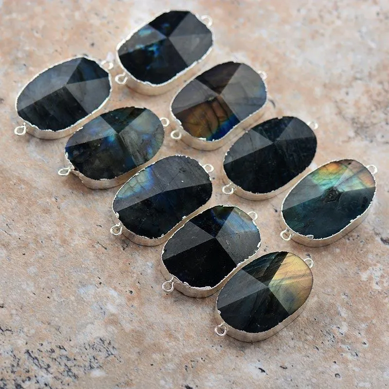 Labradorite Charm & Jasper Wrap Bracelet