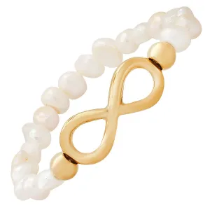 Ladies Freshwater Pearls and Infinity Charm Bracelet