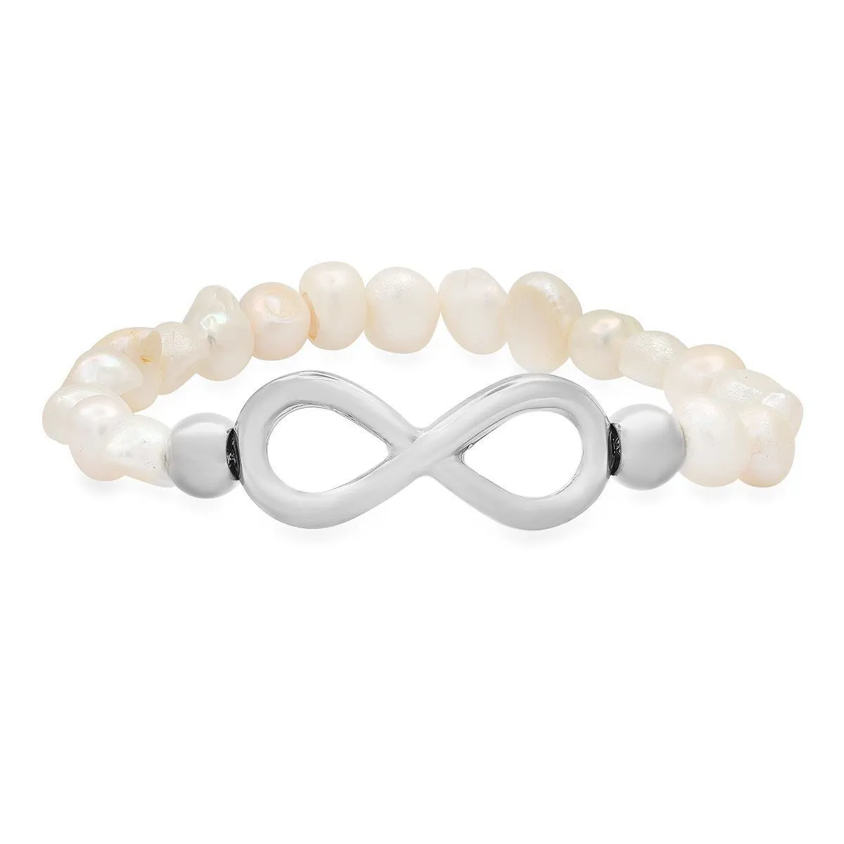 Ladies Freshwater Pearls and Infinity Charm Bracelet