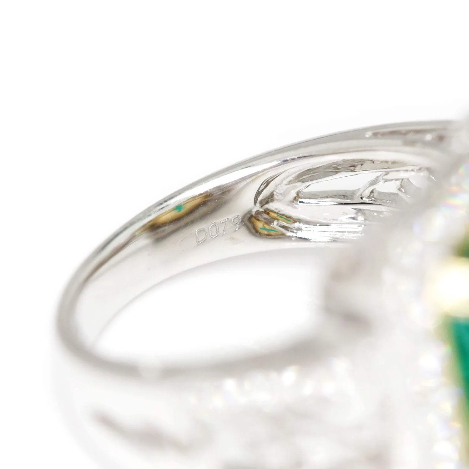 Large Emerald Halo Ring with Accents 18K Two-Tone Gold 6.04ctw