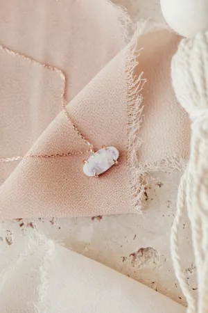 Large Oval Moonstone in Prongs Necklace