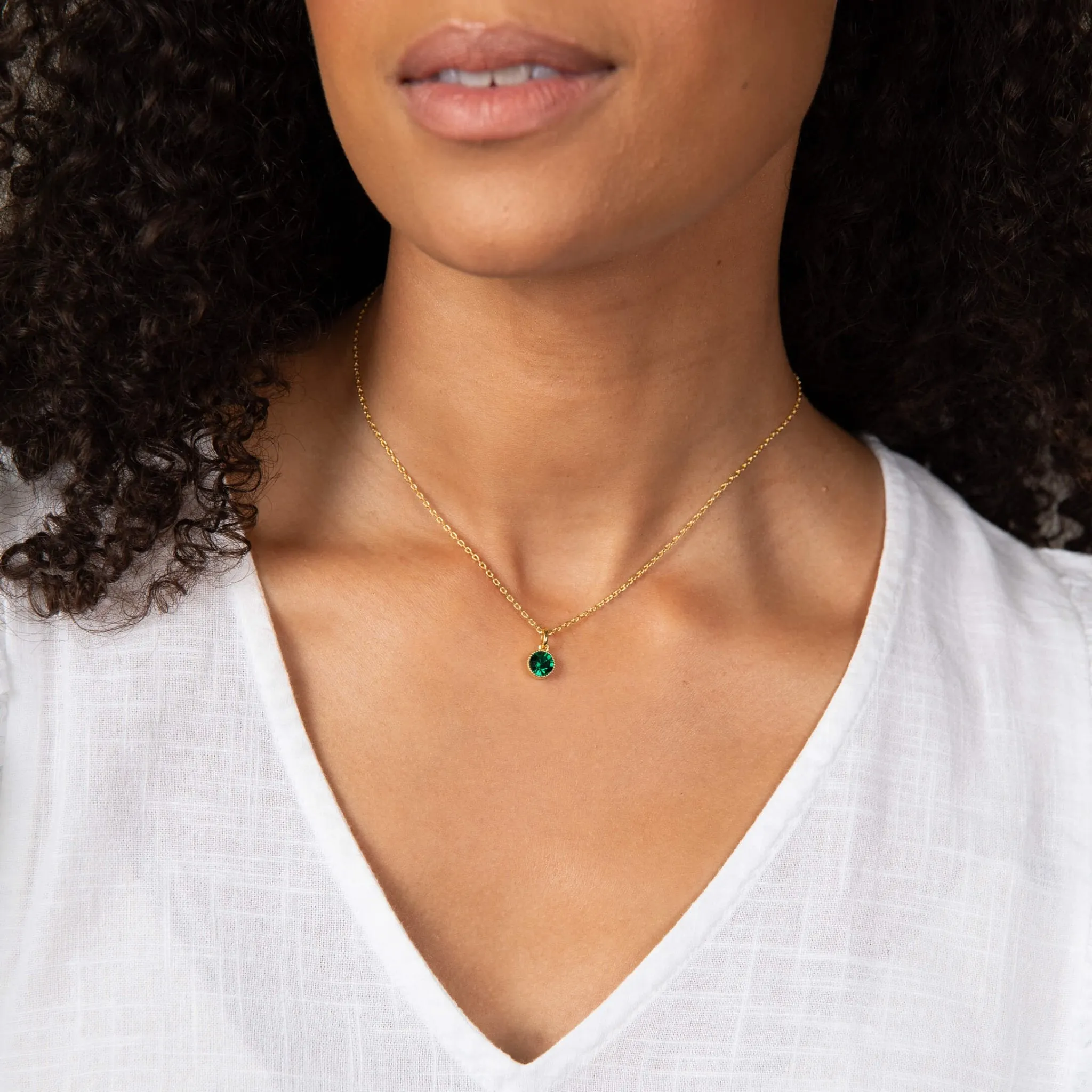 Laura Ashley Stippled Green Crystal Gold Tone Pendant N4639