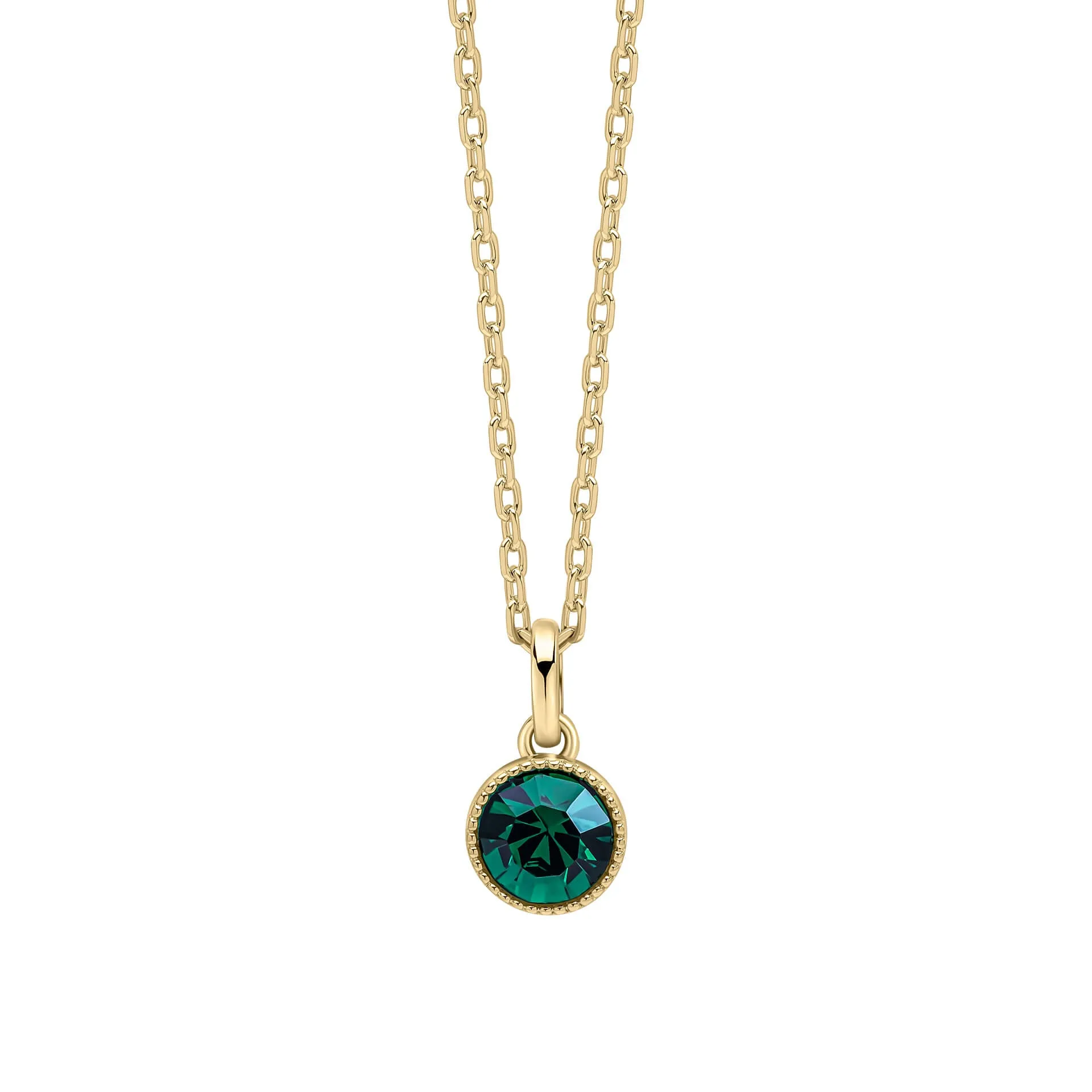 Laura Ashley Stippled Green Crystal Gold Tone Pendant N4639