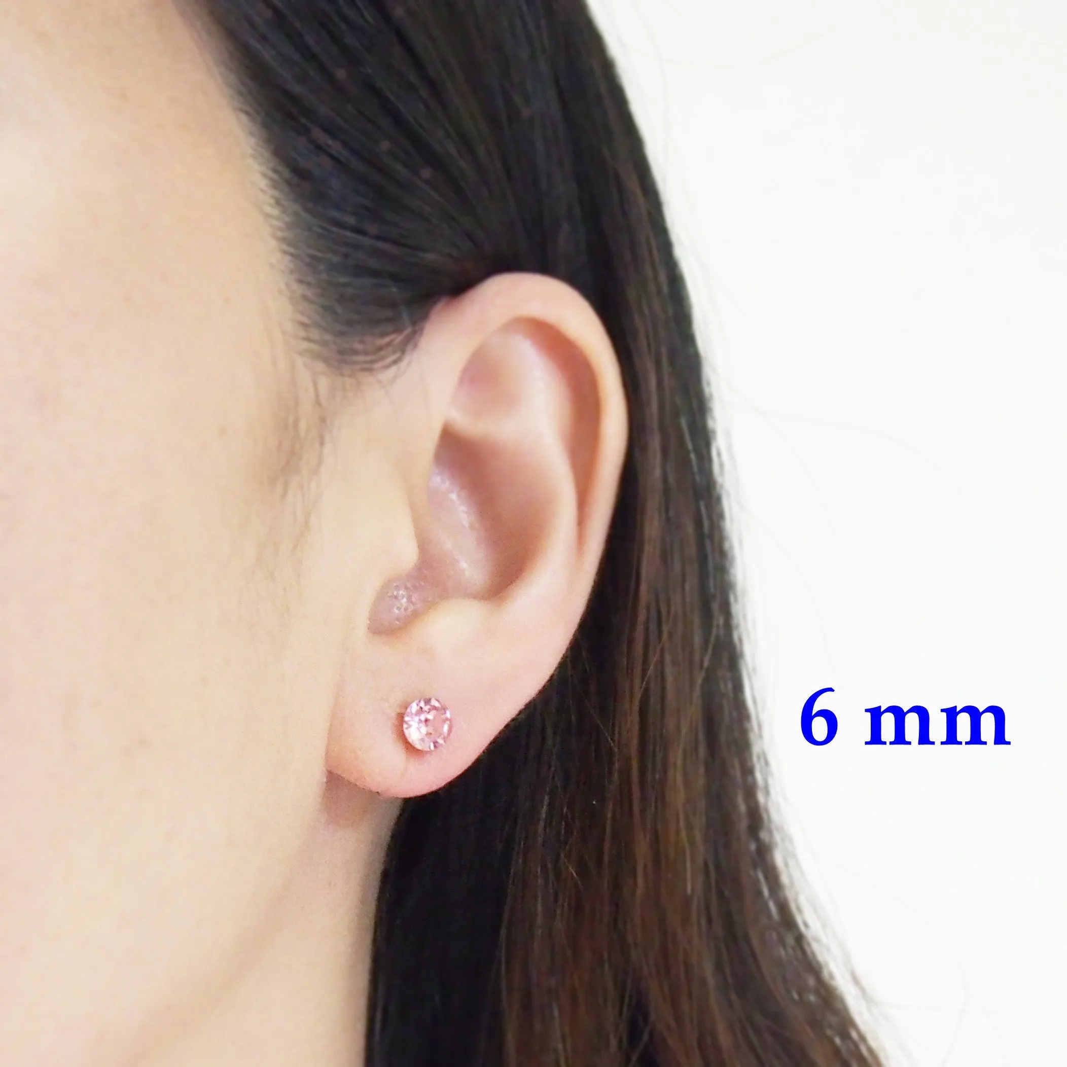 Light rose Swarovski crystal invisible clip on stud earrings