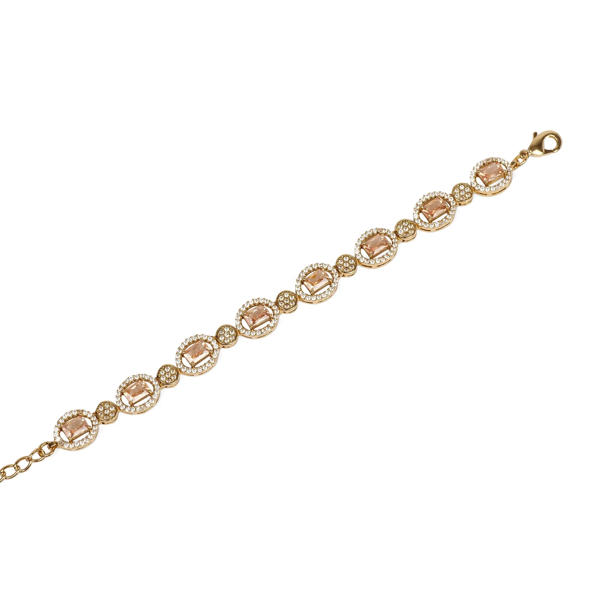 Light Topaz Halo Cubic Zirconia Bracelet