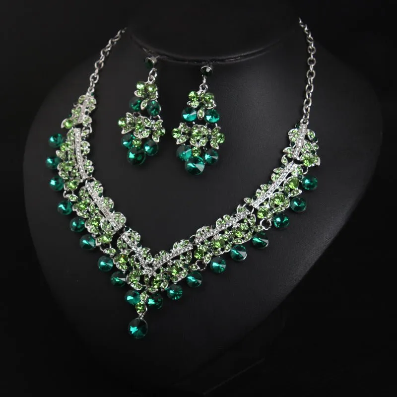 Luxy Moon Emerald Crystal Wedding Jewelry Sets For Wedding
