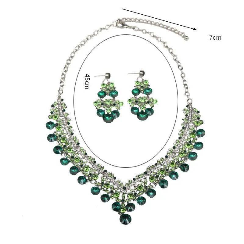 Luxy Moon Emerald Crystal Wedding Jewelry Sets For Wedding