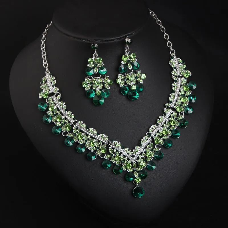 Luxy Moon Emerald Crystal Wedding Jewelry Sets For Wedding