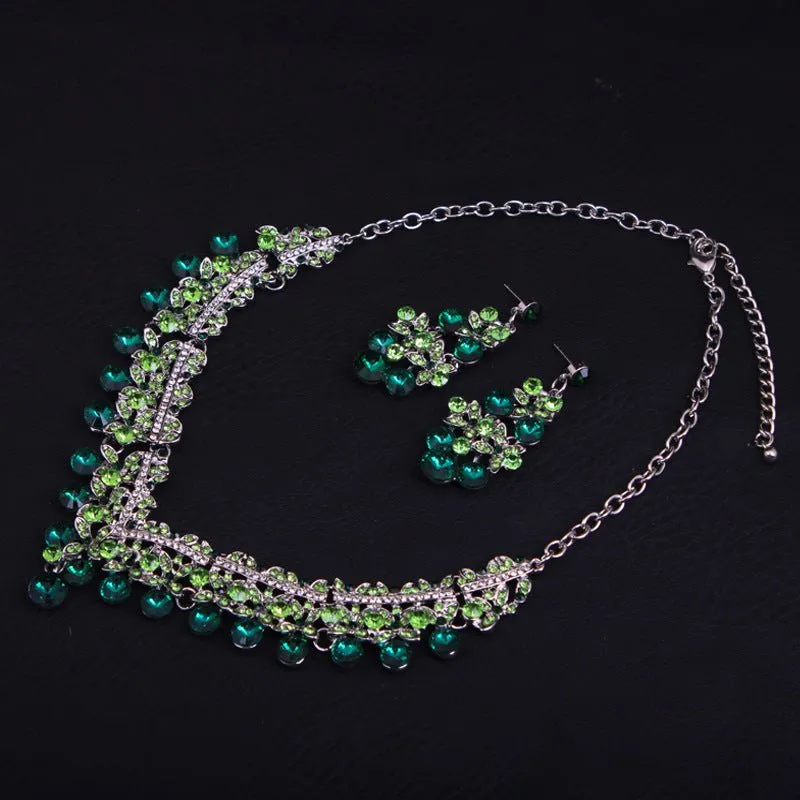 Luxy Moon Emerald Crystal Wedding Jewelry Sets For Wedding