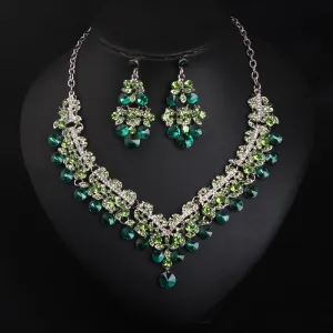Luxy Moon Emerald Crystal Wedding Jewelry Sets For Wedding
