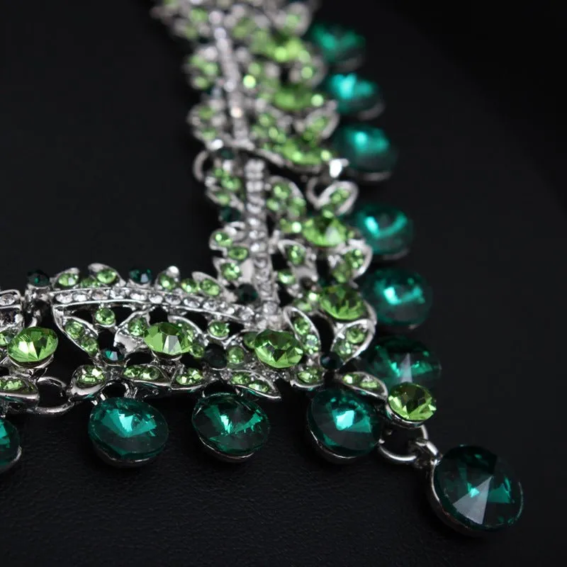 Luxy Moon Emerald Crystal Wedding Jewelry Sets For Wedding