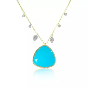 Meira T Turquoise and Diamond Yellow Gold Pendant with Charm Accents