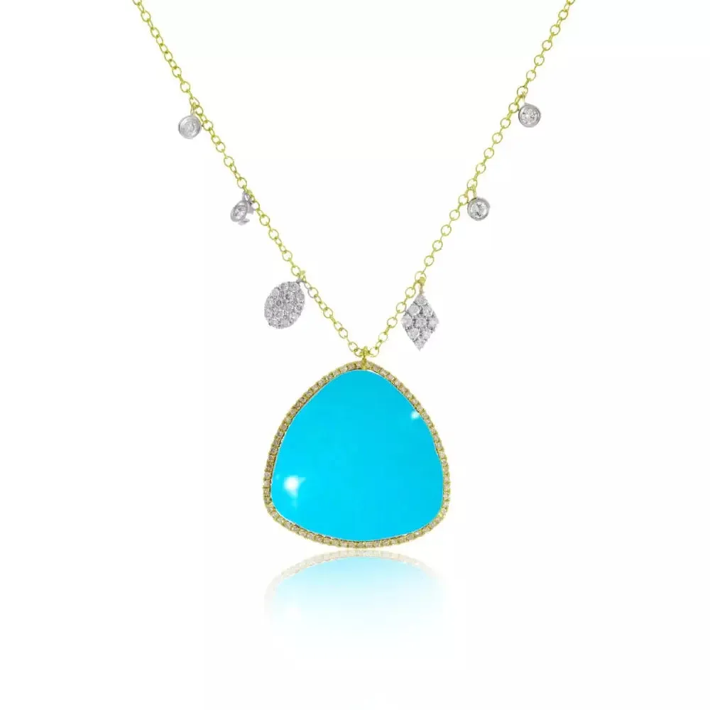 Meira T Turquoise and Diamond Yellow Gold Pendant with Charm Accents