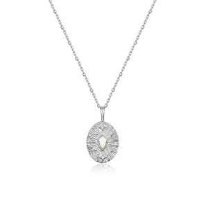 Mellonia | Holly Necklace | Opal & White CZ | White Rhodium Plated 925 Silver
