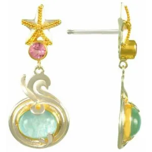 Michou Starfish Amazonite & Pink Topaz Drop Earrings- Poseidon's Treasures