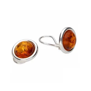 MILENA Clip On Earrings Silver and Baltic Amber Small