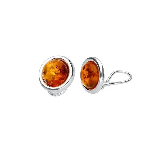 MILENA Clip On Earrings Silver and Baltic Amber Small