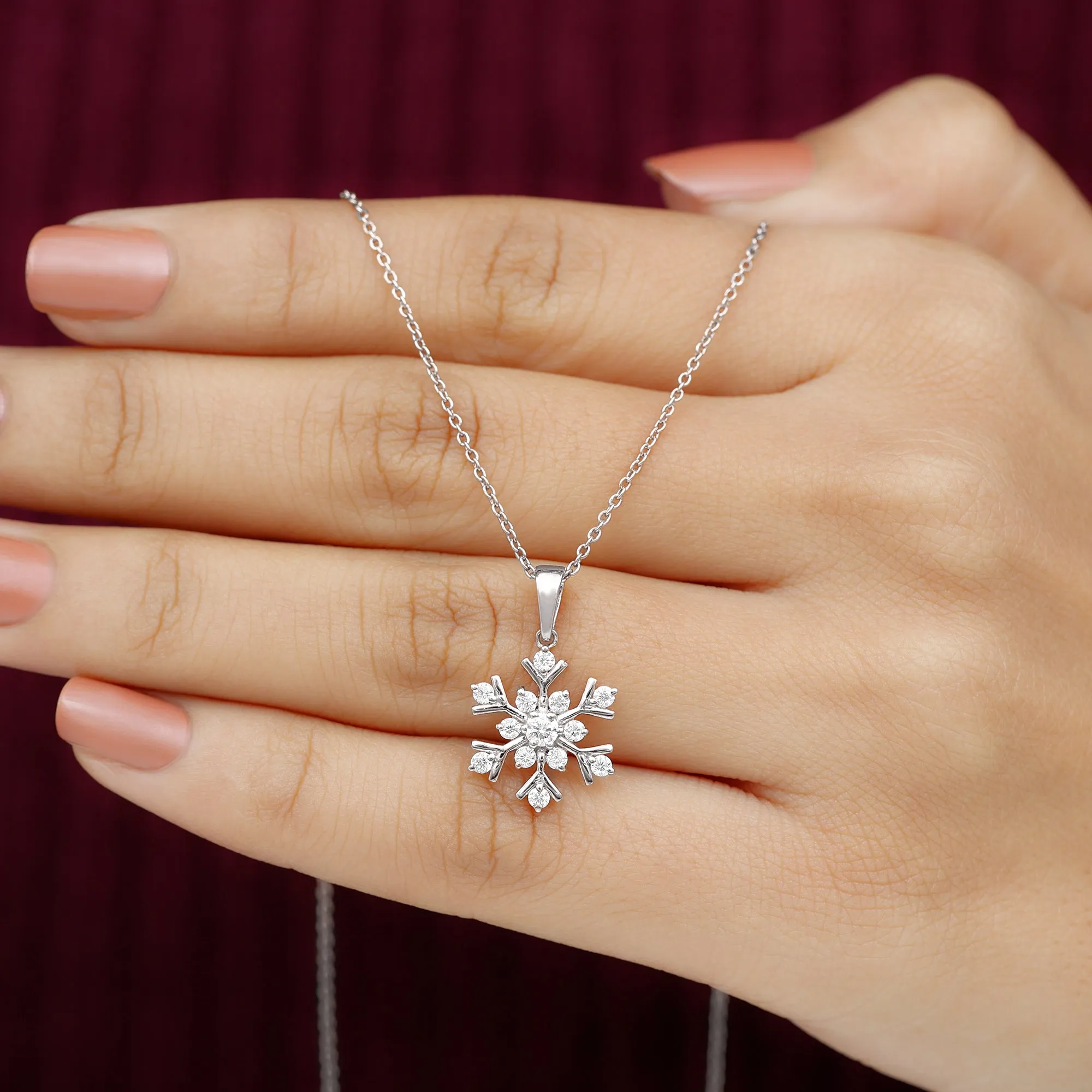 Minimal Diamond Snowflake Pendant