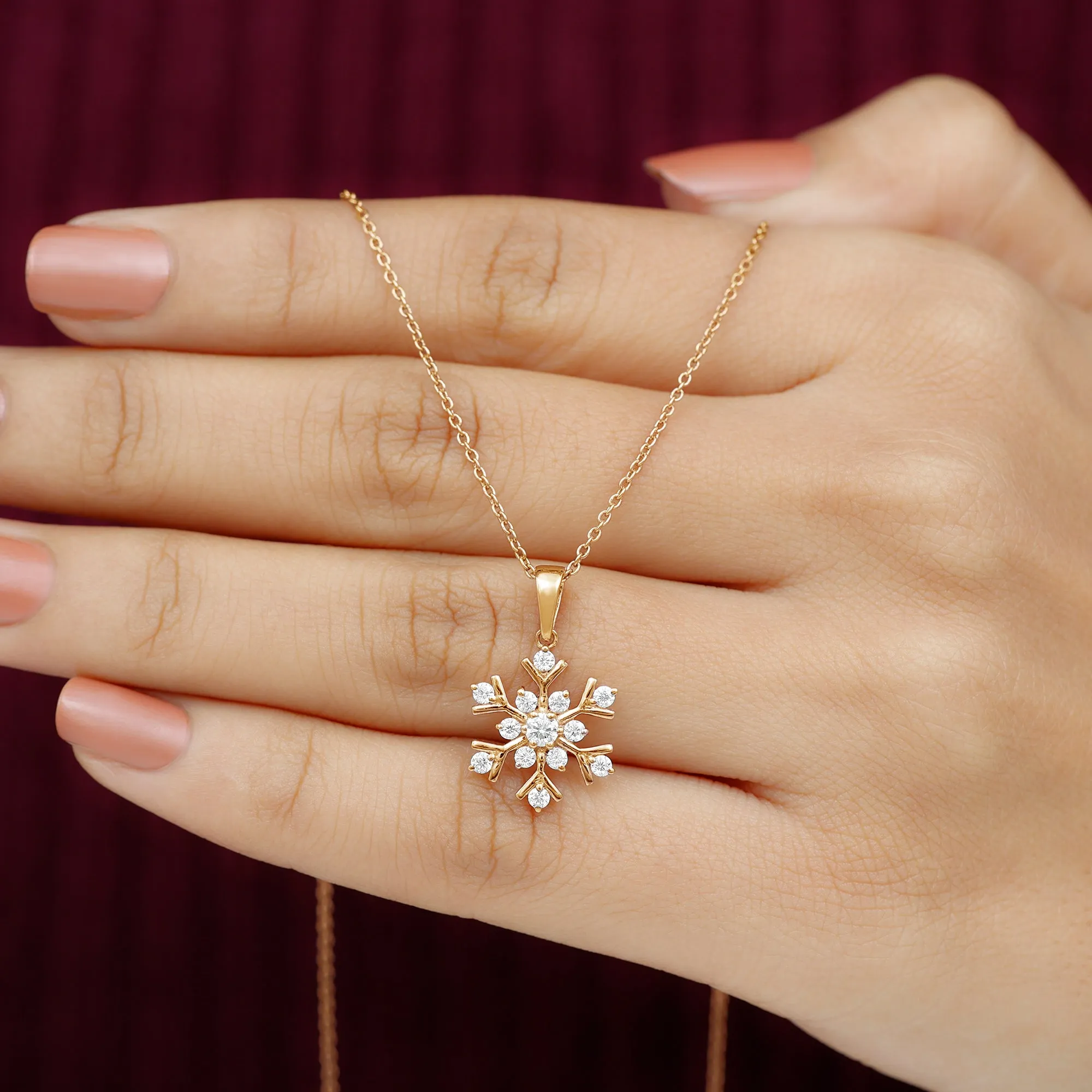 Minimal Diamond Snowflake Pendant