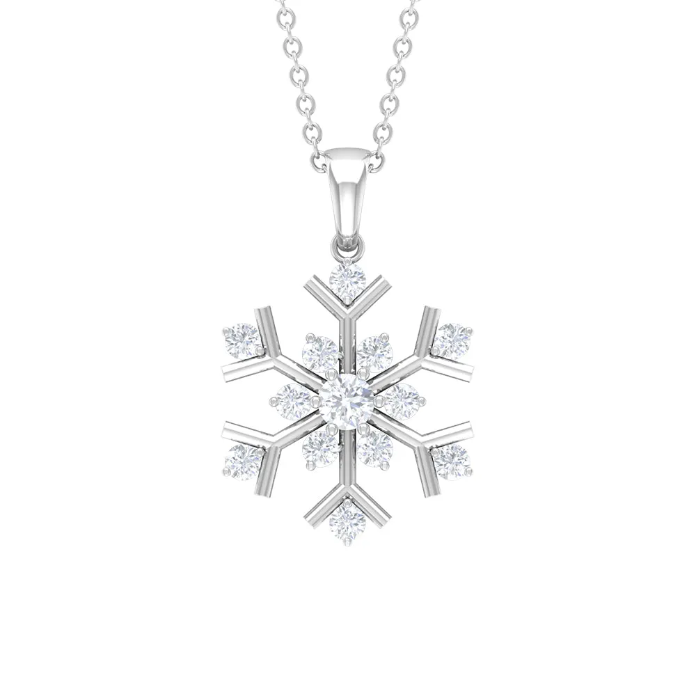 Minimal Diamond Snowflake Pendant