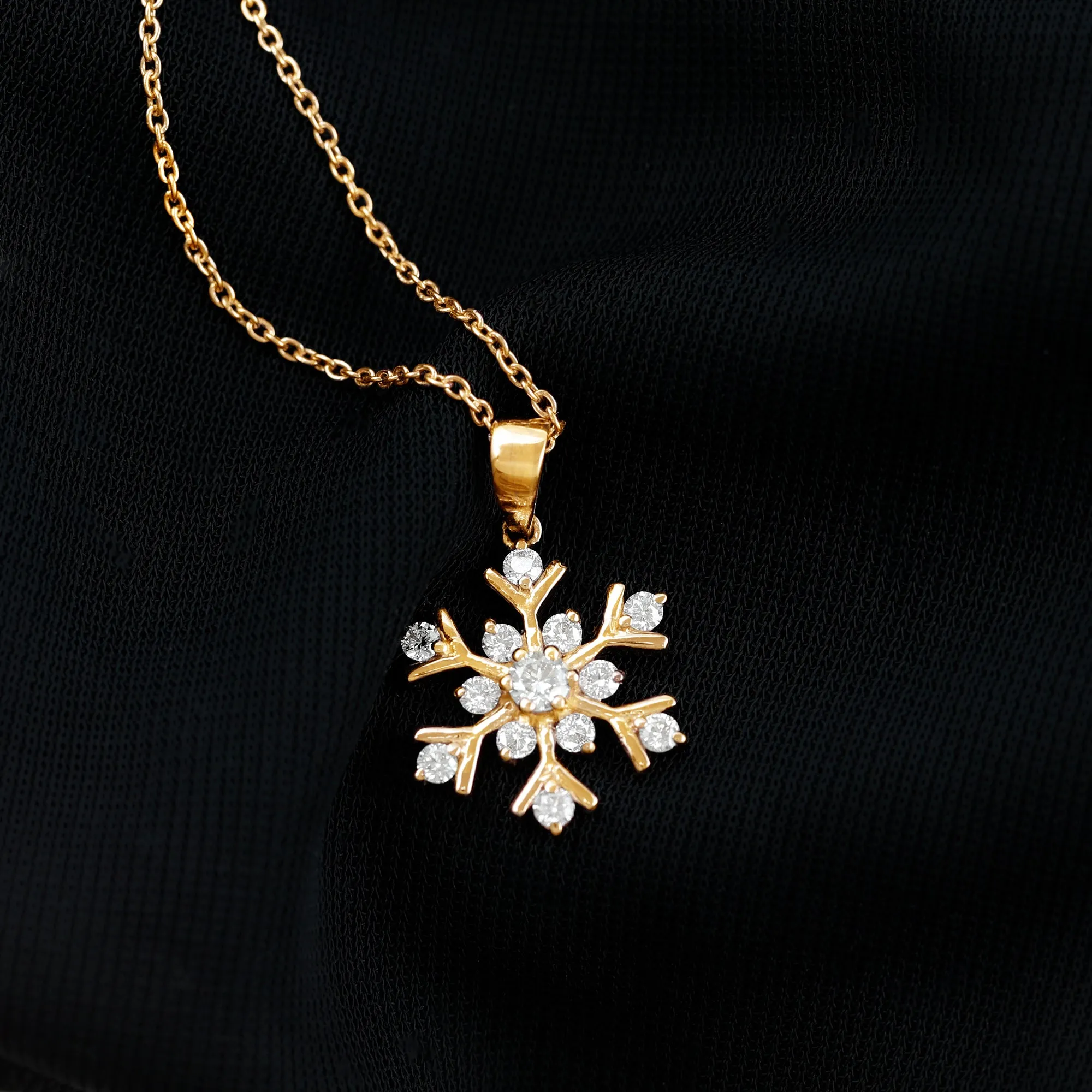 Minimal Diamond Snowflake Pendant