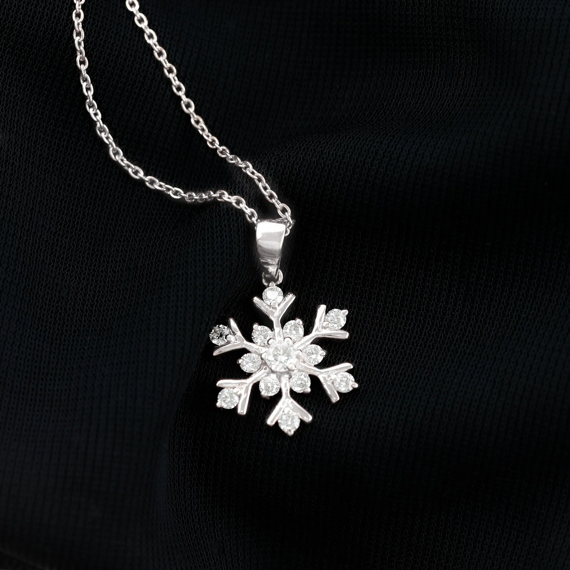 Minimal Diamond Snowflake Pendant