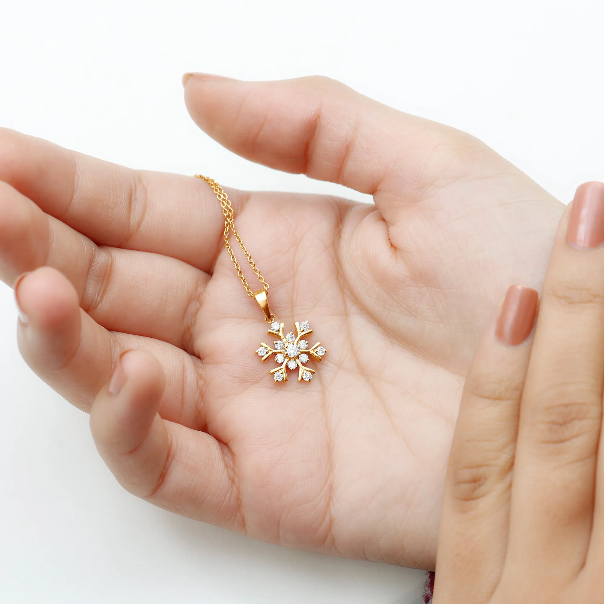 Minimal Diamond Snowflake Pendant