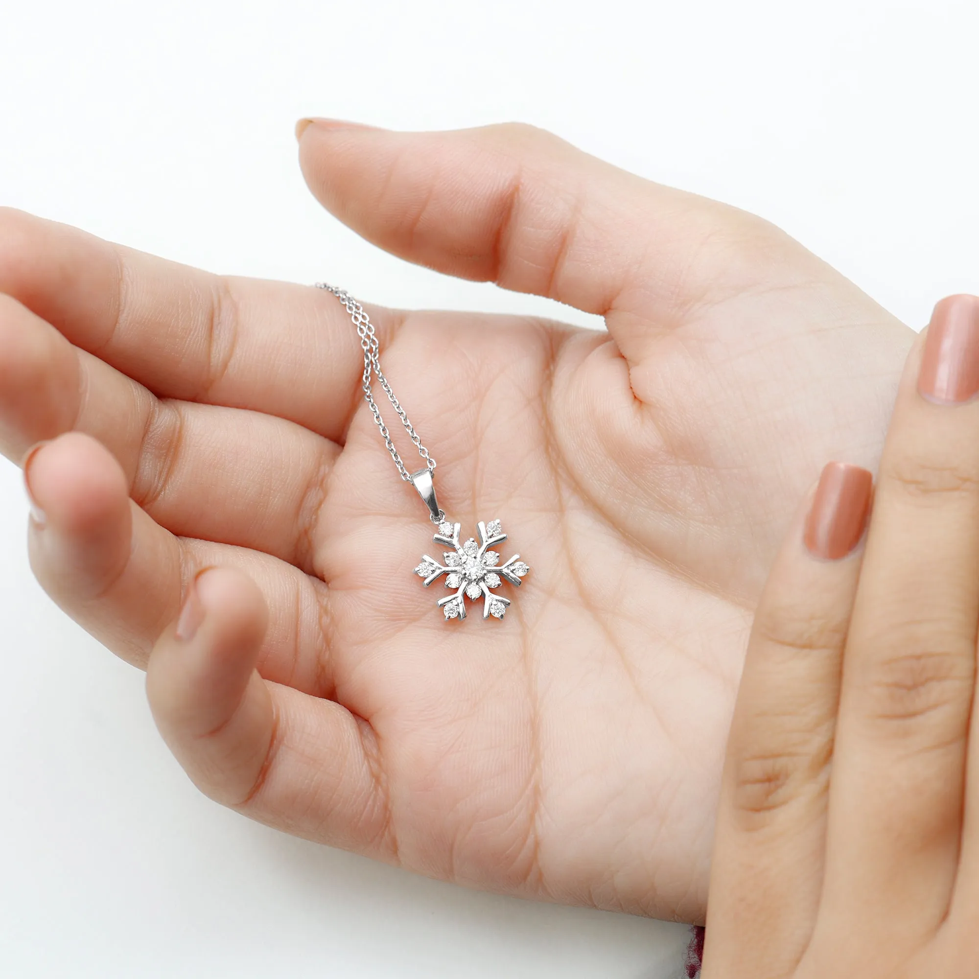 Minimal Diamond Snowflake Pendant