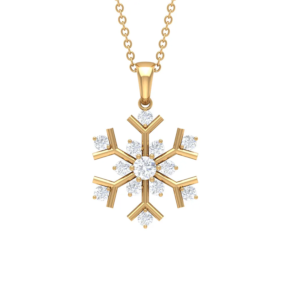 Minimal Diamond Snowflake Pendant