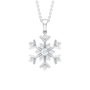 Minimal Diamond Snowflake Pendant