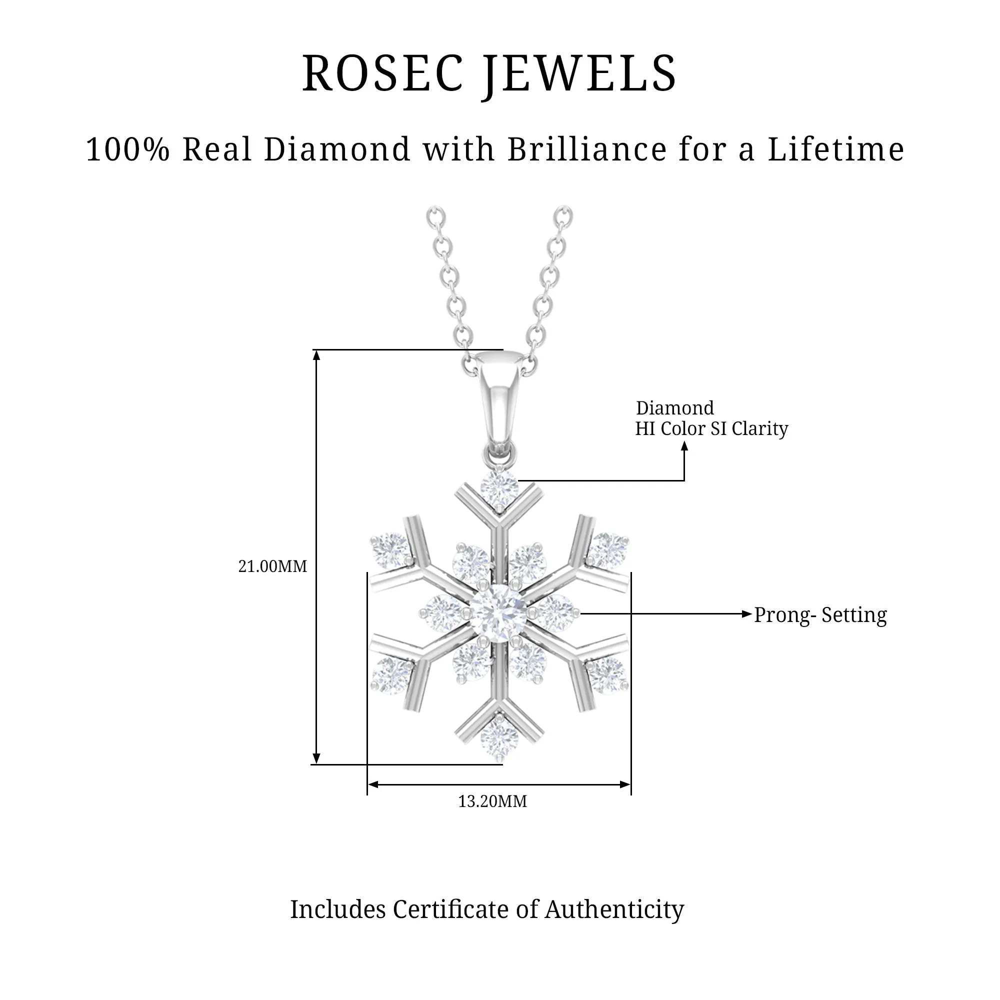 Minimal Diamond Snowflake Pendant