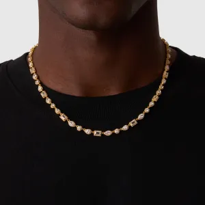 Mixed Cluster Linked Necklace (Gold)
