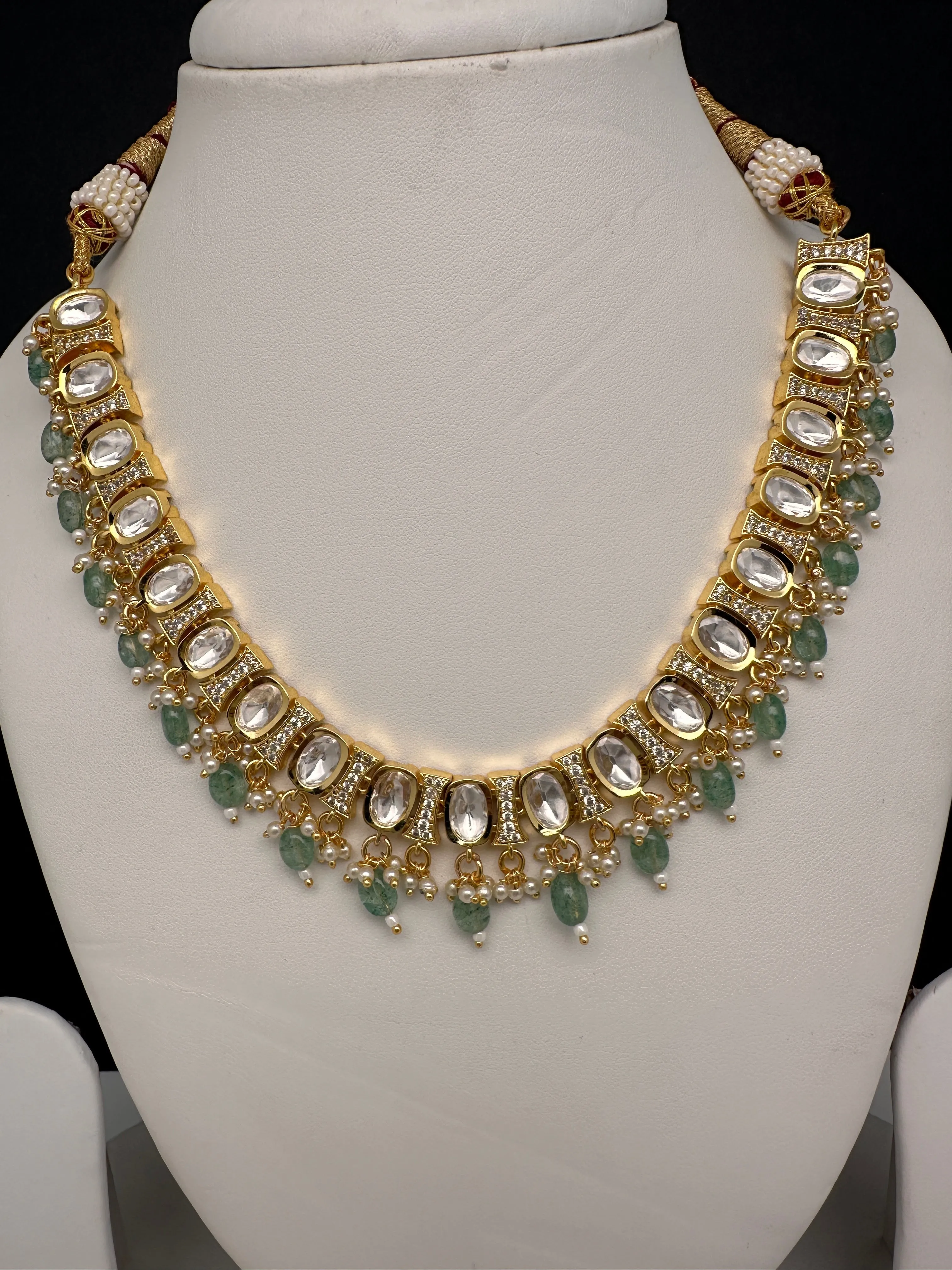 Moissanite Clear Stone Emerald Beads Short Necklace
