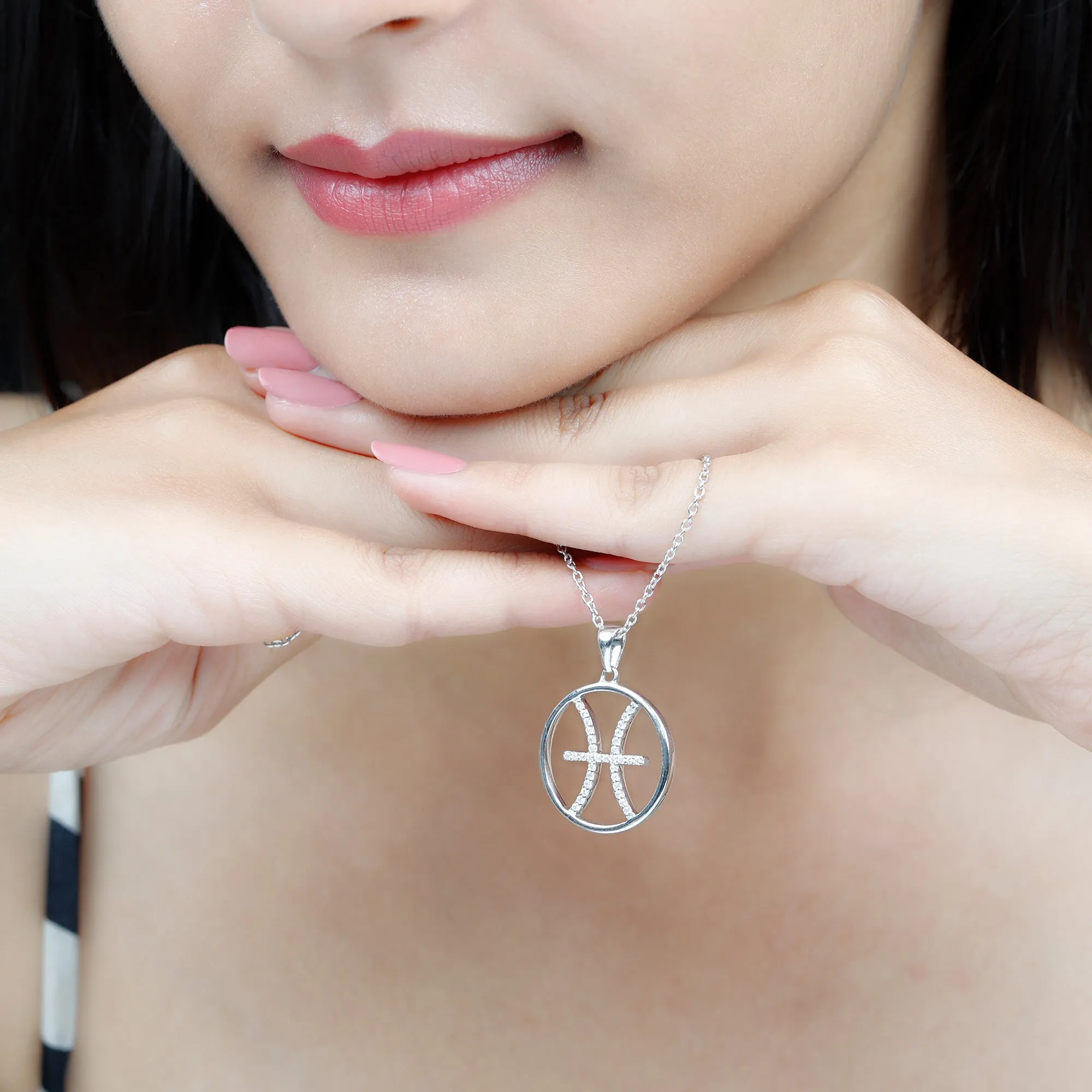 Moissanite Pisces Zodiac Pendant Necklace