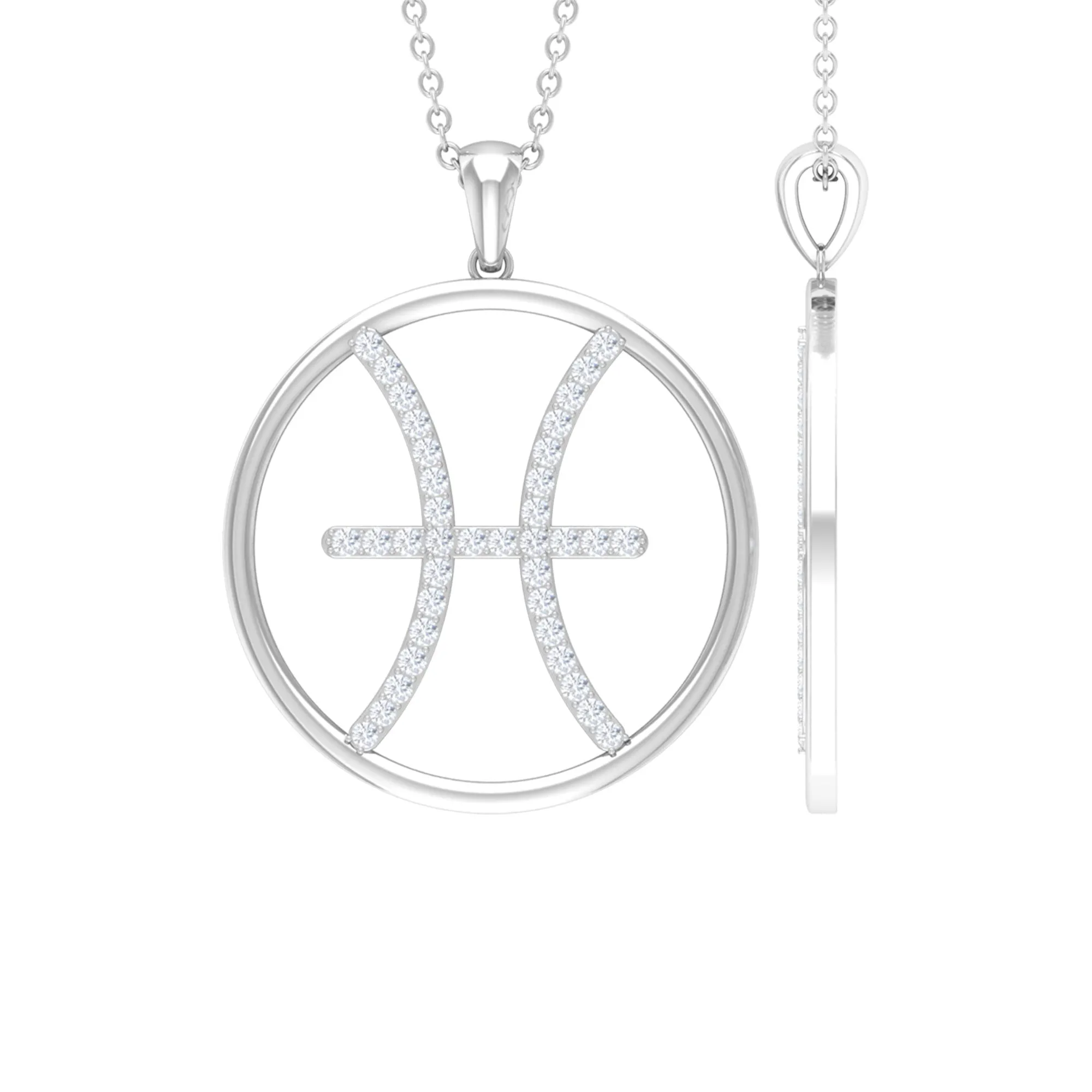 Moissanite Pisces Zodiac Pendant Necklace