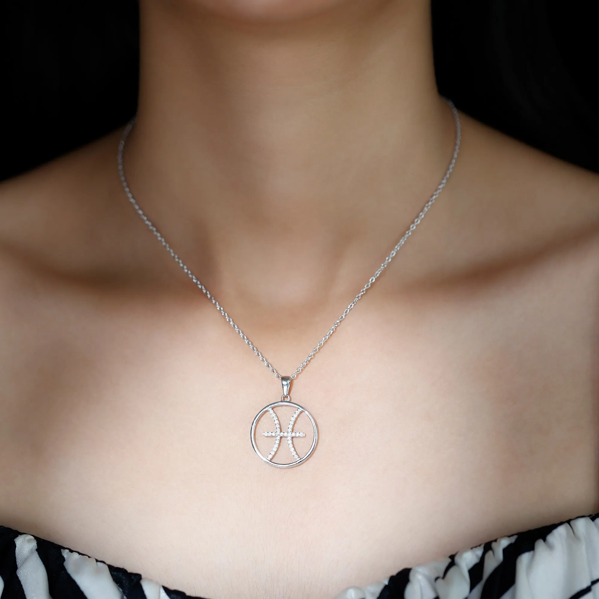 Moissanite Pisces Zodiac Pendant Necklace